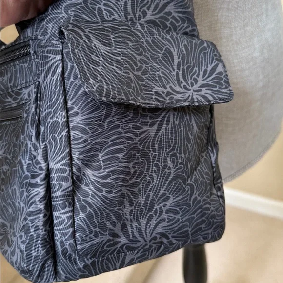Baggallini Charcoal Floral Crossbody Bag. (Modern EWY Drawstring Bag) - Picture 15 of 16